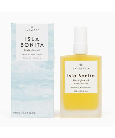 LA SALT CO Isla Bonita Body Glow Oil - Tropical Floral Body Oil - Hydrates and Moisturizes Dry Skin - Non-Greasy Formula 100% Natural 12 Botanical Oils Including Jojoba and Argan Oils - 3.4 Ounces