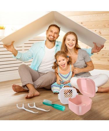 Didatool Prosthesis Box - Denture Box with Filter & Finger Toothbrush for Easy Storage & Cleaning (Pink) | International Shipping Available - Buy Online on GoSupps.com
