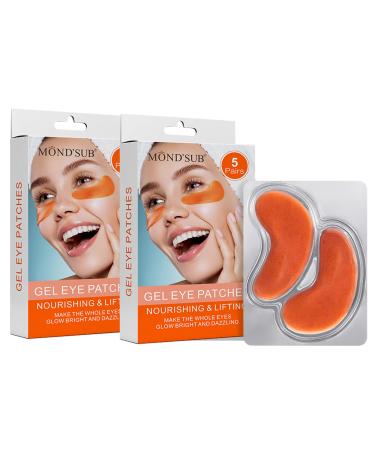 MOND'SUB Premium Under Eye Patches Gel Eye Patches Hydrating & Refresh for Puffy Eyes Under Eye Bags & Dark Circles Natural Collagen Eye Gels Pads Crystal Anti-Aging Eye Mask (Light blue) Orange