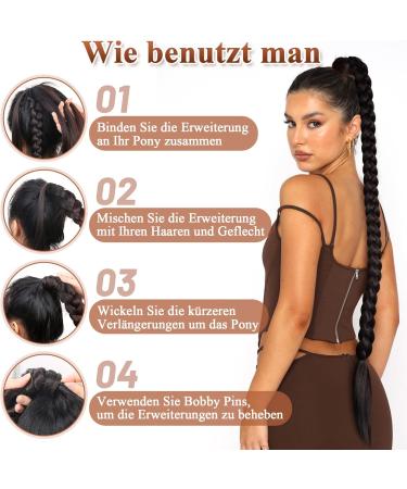 Ponytail Extension Braided Ponytail with Hair Scrunchie Hair Clips Natural Synthetic Hair Braids Hair Extensions for Braiding Long Ponytail Extension Real Hair Black Brown Hairpiece for Women - Buy Online on GoSupps.com