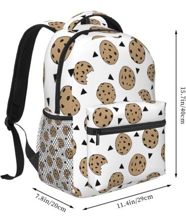 BHCASE Lightweight Casual Student Backpack - Fashionable And Versatile Backpack For School And Outdoor Activities 7.8x11.4x15.7 In Cookies Food Chocolate Chip Biscuits Pattern - Buy Online on GoSupps.com
