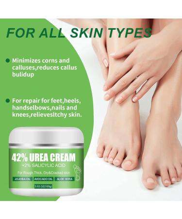 42% Urea Foot Cream - Urea Cream for Feet - Foot Cream for Dry Cracked Heels and Feet - Urea Cream with Salicylic Acid 2% Tea Tree Aloe Vera - Foot Lotion for Deep Moisturize for Thick Rough Skin - Buy Online on GoSupps.com