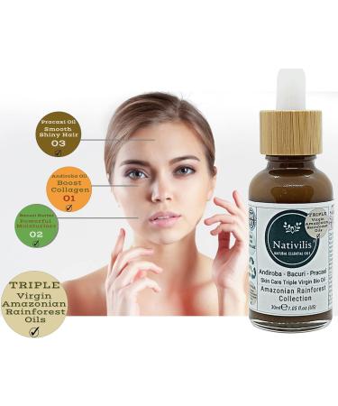 Nativilis Triple Virgin Amazonian Rainforest Bio Oil - ANDIROBA - BACURI PRACAXI - enriched 03 Vegetable Oils Concentrated Active Efficacy Treatment Prevention Cellulitis - Copaiba - Buy Online on GoSupps.com