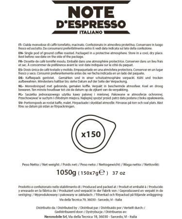 Espresso Note - Espresso - Coffee - 44 mm Paper Pods - 150 caps - Buy Online on GoSupps.com
