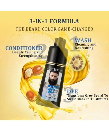 Instant Beard & Facial Hair Darkening Shampoo | 3-in-1 Black Dye for Gray Mustache | Quick Results in 10 Minutes - Buy Online on GoSupps.com