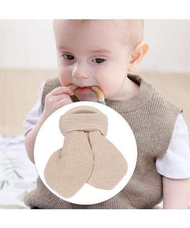 Baby Teething Wooden Ring - Bunny Ears Design | Soothing Cotton Gauze Bite-Resistant | Ideal Teething Relief (Khaki) - Buy Online on GoSupps.com