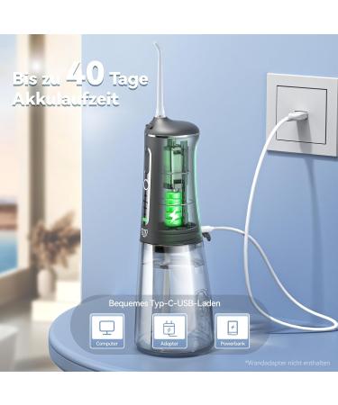 JTF Mouth Shower Electric Tooth Cleaner | Water Flosser with 4 Modes & 5 Nozzles | USB-C Rechargeable Oral Irrigator | Black - Ideal for International Shipping - Buy Online on GoSupps.com