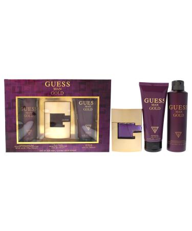 Guess Gold 3 Pc Gift Set 2.5oz EDT Spray 6.0oz Deodorizing Body Spray 6.7oz Shower Gel GIFTSET