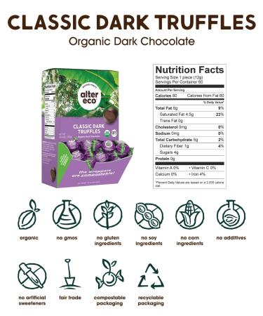 Alter Eco Dark Chocolate Truffles | Organic, Fair Trade, Gluten-Free | 60 Count - Buy Online on GoSupps.com