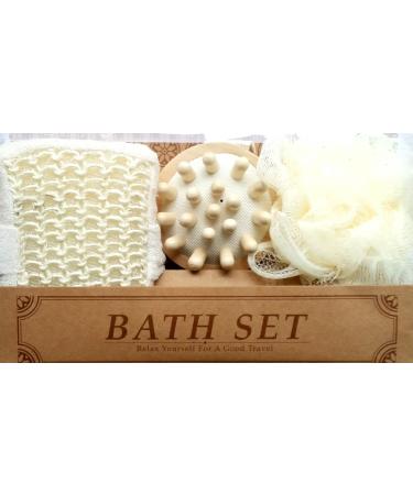 Gift bath set / bath sponge / cotton sponge / wooden massager