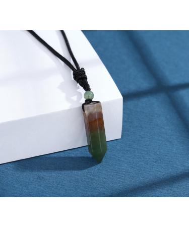 XIANNVXI Hexagonal Crystal Pendant Necklace - Natural Indian Agate Gemstone Reiki Jewelry - Buy Online on GoSupps.com