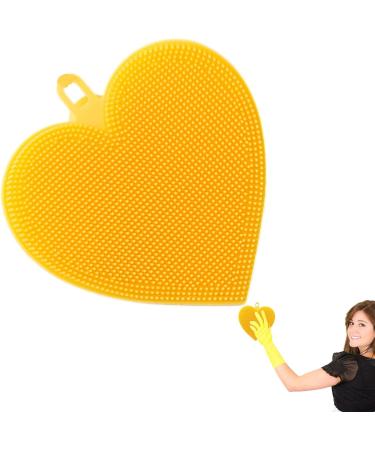 Silicone Dish Scrubber Food-Grade Silicone Sponges Kitchen Sponge - Soft Kitchen Scrubber Reusable Non-Scratch Dish Cleaning Tools for Fruits Vegetables and Dishes Yellow Heart - Buy Online on GoSupps.com