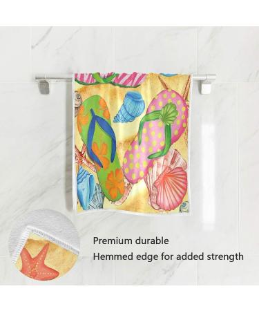 Vdsrup Beach Flip Flops Hand Towels - Summer Seashell Starfish Design - Soft Kitchen Tea Towel - 16 X 30 in - Housewarming Gift - Buy Online on GoSupps.com