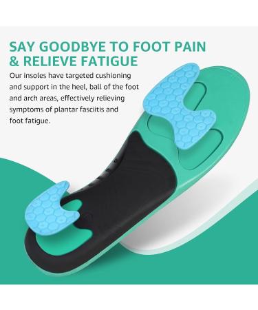 3angni Orthopedic Insoles for Heel Spurs & Plantar Fasciitis - Flat Foot Support for Men & Women - EU Size 37-38 (24cm) - Comfortable Work Shoe Insoles - Black - Buy Online on GoSupps.com