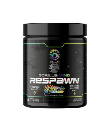 Gorilla Mind Respawn (Rainbow Sherbet) - Advanced Gaming Supplement for Amplified Focus Enhanced Reaction Time and Clean Energy (40 Servings)