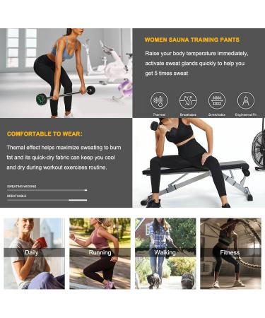Bingrong Sauna Sports Pants for Women - High Waist Weight Loss Jogging & Training Leggings - Thermo Black Sweat Pants XL - Buy Online on GoSupps.com