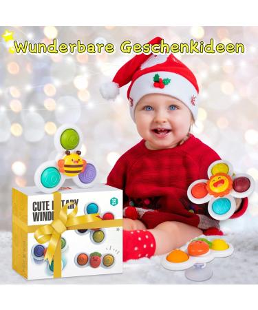 Winstico Suction Cup Toy Set | 3-Pack Fidget Sensory Water Toys for Toddlers 18+ Months | Fun Cartoon Baby Toys - Buy Online on GoSupps.com