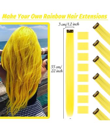 16Pcs Yellow Clip in Hair Extensions 22 Inch - Colored Highlights Hairpieces for Girls & Women - Heat-Resistant Synthetic Hair Accessories - Buy Online on GoSupps.com