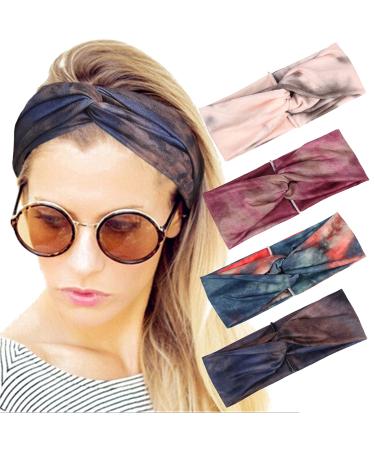 Headbands for Women Criss Cross Boho Floal Style Head Bands for Women's Hair 4 Pack 4 Count (Pack of 1) Set10