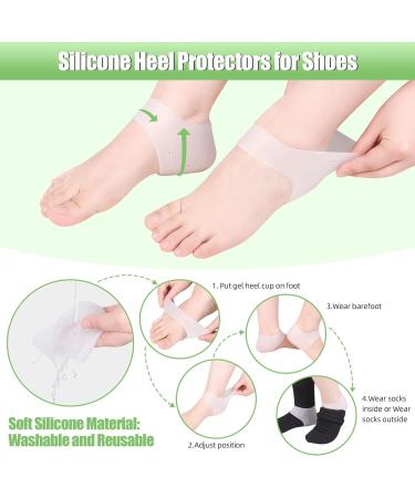 DYKOOK Heel Cushion Pads - 4pcs Heel Protectors for Plantar Fasciitis & Heel Pain - Gel Cups for Dry Cracked Heels - Men & Women (White) - Buy Online on GoSupps.com