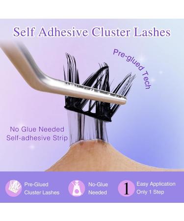 Self Adhesive Eyelashes Pre-Glued | D Curl Volume Lashes 10-14mm | Individual Lash Extension Kit with Tweezers - Buy Online on GoSupps.com