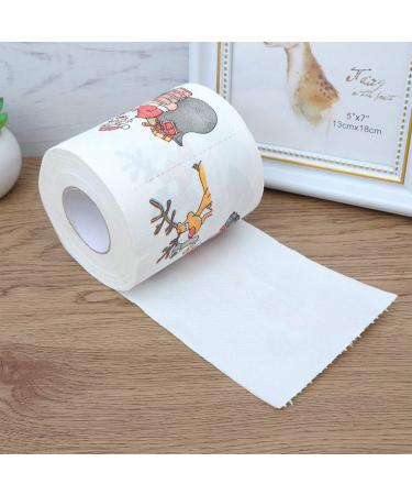 Christmas Toilet Paper Santa Claus Reindeer Pattern Funny Toilet Tissue Xmas Holiday Party Decoration Supplies - Buy Online on GoSupps.com