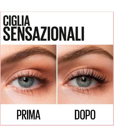 3 x Maybelline New York Ciglia Sensationnelles Very Black Volumizing Mascara Fan Effect Clump-Free - Pack of 3 Mascara - Buy Online on GoSupps.com