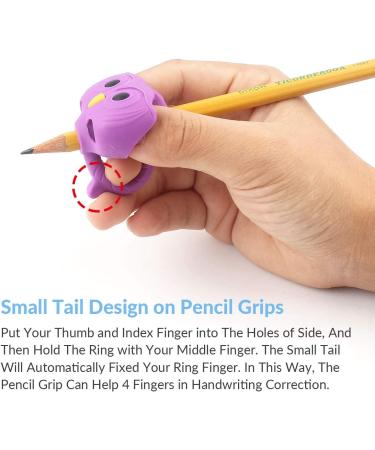 Firesara Original Owl Pencil Writing Aid - Ergonomic 3-Finger Sets for Kids | Handwriting Learning Tool for Righties & Lefties | 3-Piece Colored Set (Pink & Purple) - International Shipping Available - Buy Online on GoSupps.com