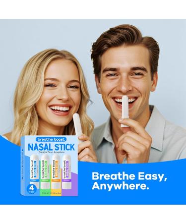 Breathe Boost Nasal Stick (4 Pack) Portable Inhaler for Instant Sinus & Allergy Relief Nasal Stick Set with Mint Tropical Wintermint & Lavender 4 Scented - Buy Online on GoSupps.com