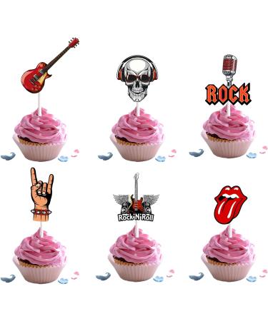 18pcs Rock and Roll Cupcake Toppers for Boys Girls Adult Born to Rock Roll Rockstar Party Decorations Supplies Guitar Music 80s Cake Decorations - Buy Online on GoSupps.com