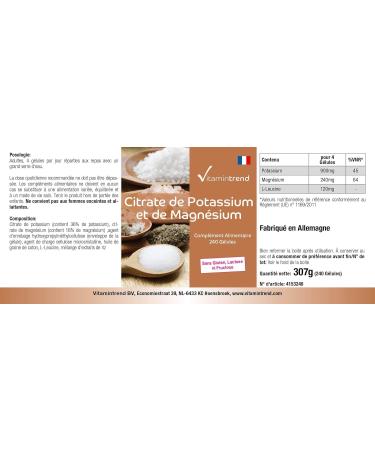 Magnesium citrate with potassium - highly dosed - vegan - 240 capsules | Vitamintrend  - Buy Online on GoSupps.com
