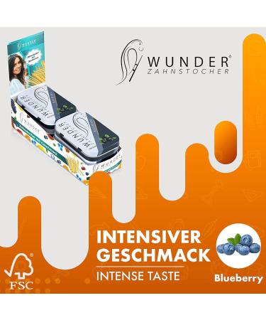 Wunder Toothpick Display Pack - 6 Plastic-Free Flavored Toothpicks for Fresh Breath & Smoking Cessation - Sugar-Free Blueberry - Buy Online on GoSupps.com