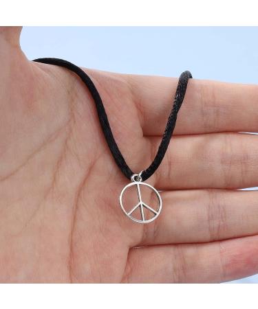 Boho Peace Choker Necklace | Black Cord Round Jewelry for Women & Girls | Vegan Fashion Statement - Buy Online on GoSupps.com