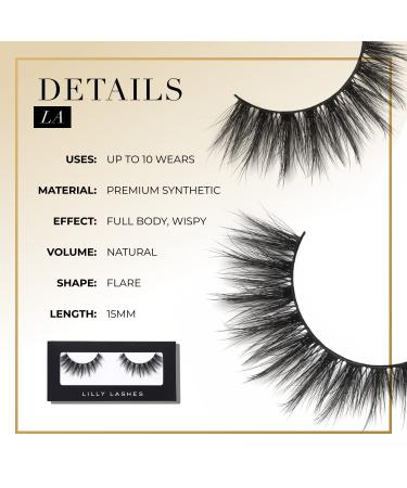 Lilly Lashes Premium Synthetic Eyelashes | Vegan & Reusable | Natural Wispy Look | Full Bodied 15mm False Lashes | International Shipping Available - Buy Online on GoSupps.com