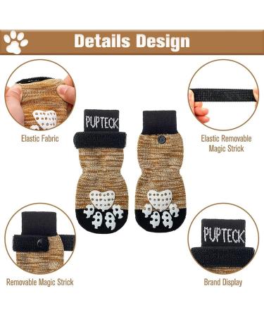 Buy Pupeck Double-Sided Anti-Slip Dog Socks | Adjustable Indoor Dog Shoes | Paw Protection & Traction Control - X-Large (Khaki) | 2 Pairs - Buy Online on GoSupps.com