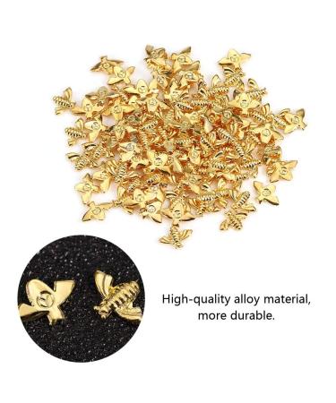 100pcs Gold Nail Metal Bee Decorations Portable Small Nail Art for Manicure Retouching - Buy Online on GoSupps.com
