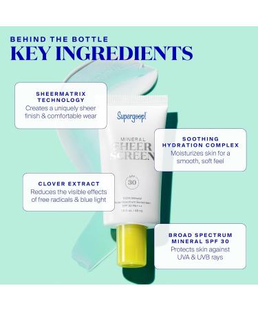 Supergoop! Mineral Sheerscreen SPF 30 PA+++ - Pack of 2 - 100% Mineral Broad Spectrum Sunscreen & Primer - Satin Finish for All Skin Types - International Shipping Available - Buy Online on GoSupps.com