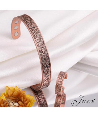 Jeracol Copper Magnetic Tree of Life Bracelet | Adjustable 100% Solid Copper Cuff Bangle with 12 Magnets | Men Women's Brazaletes | Gift Box Included - Buy Online on GoSupps.com