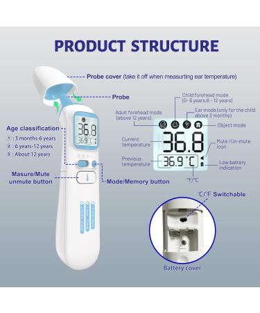 HEAL-CHECK Medical Infrared Thermometer | Baby & Adult Forehead/Ear Thermometer | Memory Function, 1 Sec Measurement | Age Selection | Magnetic Switch | Body & Surface Space - Buy Online on GoSupps.com