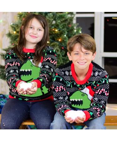 OFIMAN Family Matching Dinosaur Christmas Jumper for Kids and Adults | Ugly Xmas Outfit | Knit Pullover | Size 8-9 Years - Buy Online on GoSupps.com