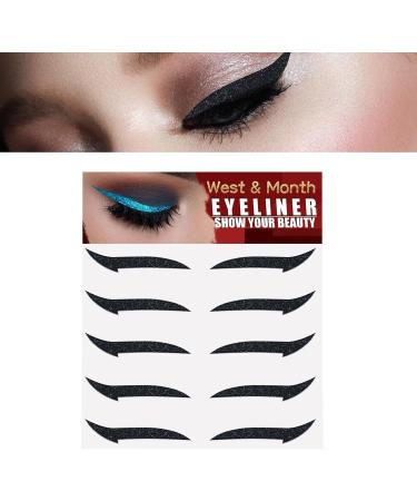 Sticker Eyeliner Glitter - Instant -Adhesive Eyeliner Stencil Sparkle 5 Pairs | Eyeliner Tool Makeup Stickers Sparkly Long Lasting Sticker Eyeliner for Women and Girls Shakven Black (Five Pairs) - Buy Online on GoSupps.com