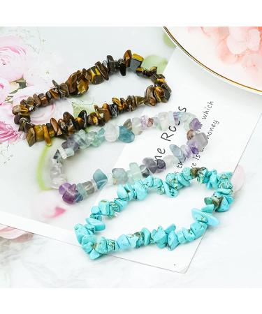 Rbenxia 12 Chakra Stones Healing Crystals Bracelets - Colorful Gemstone Chips for Reiki Healing - 12 Colors - Buy Online on GoSupps.com