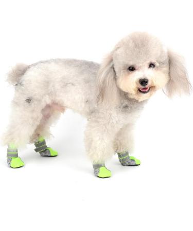 Zunea Small Dog Shoes - Summer Paw Protection Boots Slipproof Adjustable Reflective Soft & Breathable Mesh Heat-Resistant for Hot Streets - M (4 Pack) - Green - Buy Online on GoSupps.com