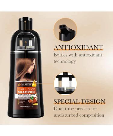 HOUSN Hair Dye Shampoo color shampoo brown dark brown hair dye shampoos 3in1 natural hair color against gray hair and beard fast action and caring effect direct hair coloring shampoo 400 - Buy Online on GoSupps.com
