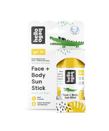 Hello Bello Mineral SPF 30 Sunscreen Stick I Broad Spectrum UVA/UVB Protection  Water Resistant and Reef Friendly Roll On Sun Protection for Babies and Kids I 1 Fl Oz (1 Pack) 1 Fl Oz (Pack of 1)