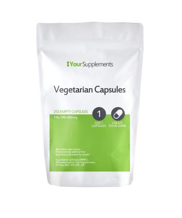 Your Supplements - Size 1 Empty Vegetarian Capsules (250) 250 Count (Pack of 1)