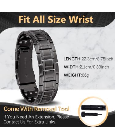 Jeracol Titanium Steel Magnetic Bracelet for Men | 3X Ultra Strength Magnets | Unique Folding Clasp | Magnetic Wristband for Christmas | Adjustable Size | Gift Box Included | B-gray - Buy Online on GoSupps.com