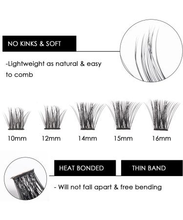 72PCS 3D False Eyelashes Natural Look D Curl Reusable Cluster Lashes - DIY Eyelash Extensions Mix 10-16MM | DM06 Volume - Buy Online on GoSupps.com