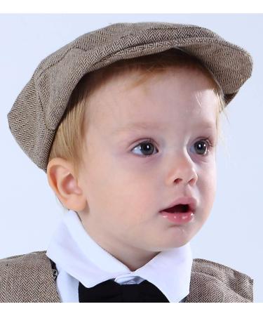 Mint Green Baby Boys Flat Cap - Kids Gentleman Herringbone Tweed Newsboy Hat (4-5 Years, Brown) - Buy Online on GoSupps.com