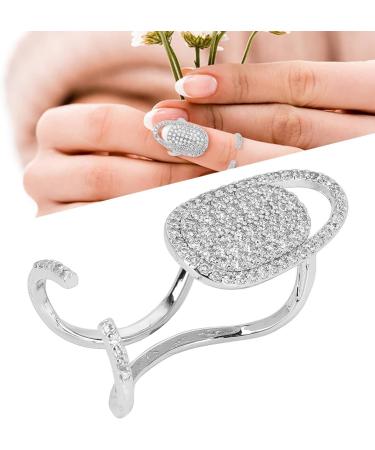 Nail nart Decoration Rhinestone Fingernail Rings Fingernail Ring Nail ring finger Decoration Nail Cover Rings Finger Decoration Rings for Parties Ring Jewelry Gift(Sliver) - Buy Online on GoSupps.com
